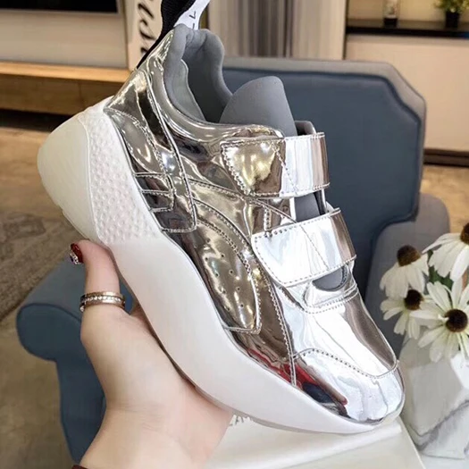 Silver 1 Кроссовки на танкетке из воловьей кожи и замши; кроссовки из натуральной кожи; фирменный дизайн; роскошная женская обувь; коллекция года; китайские черные кроссовки, увеличивающие рост - Цвет: Silver 1