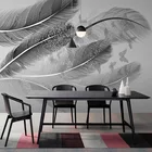 Пользовательские обои любого размера скандинавские современные минималистичные 3D Черно-Белые Серые перья бабочка ТВ диван фон настенная роспись