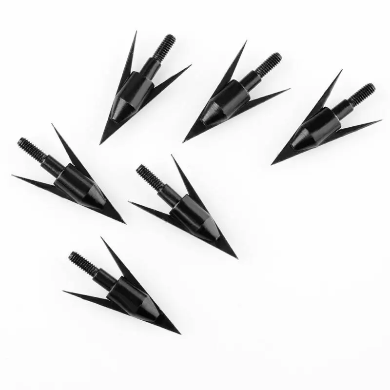 6 шт черный стрельба из лука Broadheads наконечники стрел рыбы точек 150 зерна для охоты