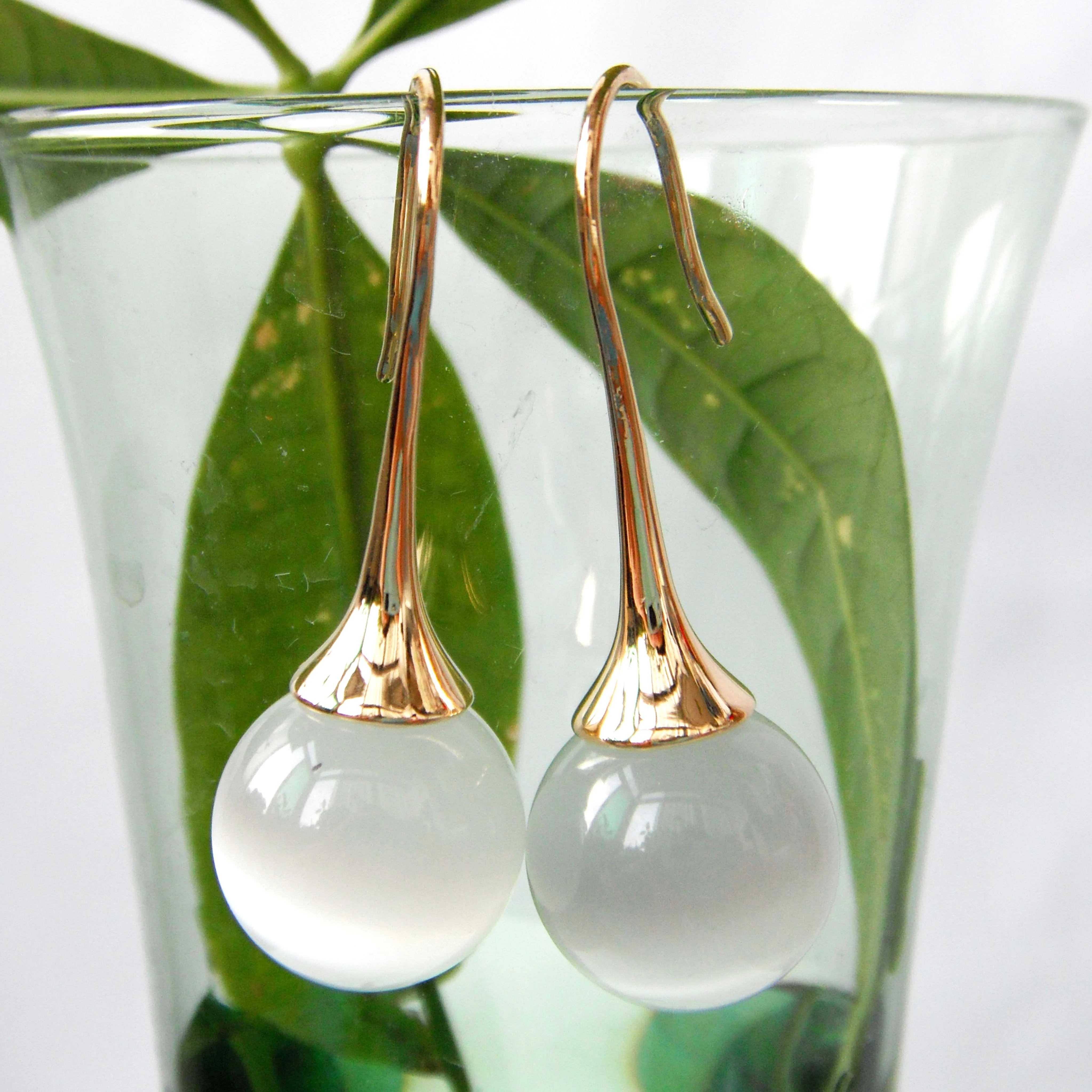 Навачи белый шар опал желтый GP уши крюк серьги SMT1989|hook earrings|earrings earringyellow earrings |