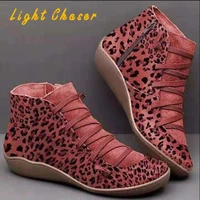 fashion ladies nude boots 2021 new autumn and winter retro casual womens shoes short boots women leopard print high top shoes