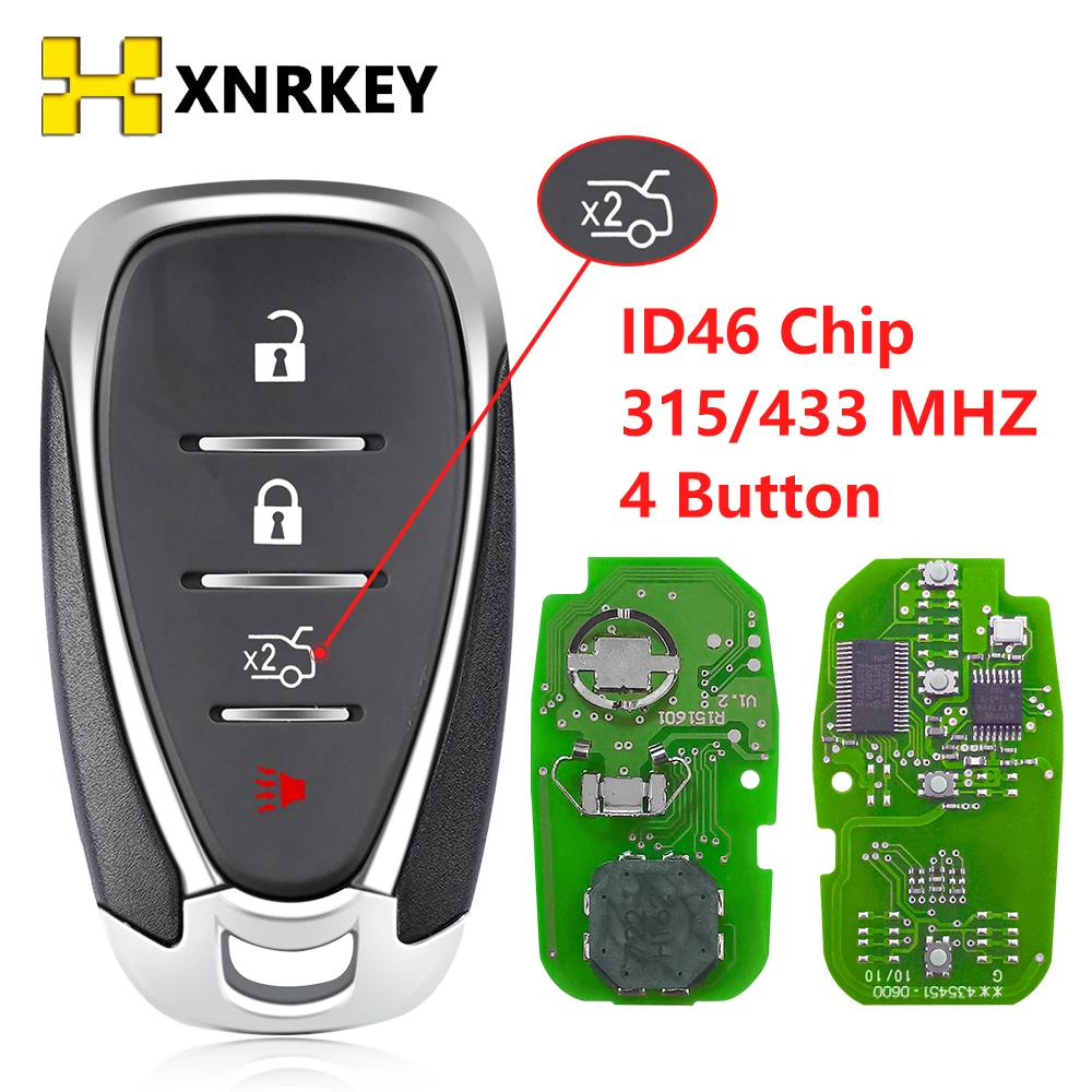 

XNRKEY FCC HYQ4AA HYQ4EA Car Remote Key For Chevrolet Cruze Spark Camaro Equinox Malibu 2017 2018 ID46 315/433Mhz Remote Keyless