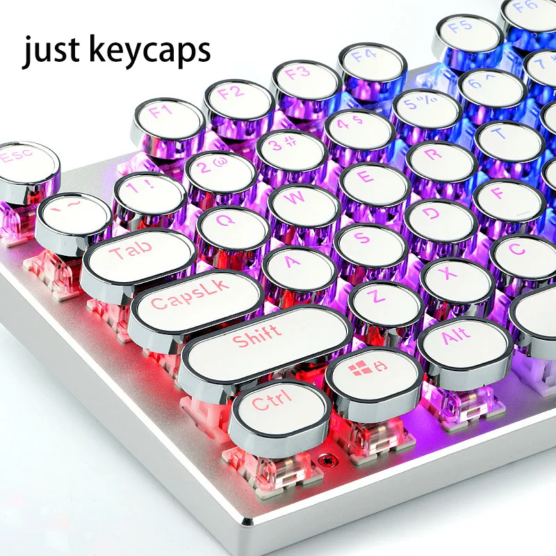 keycaps with fancy led for gaming mechanical keyboard steampunk typewriter round key cap 104 keys for backlit classy player free global shipping