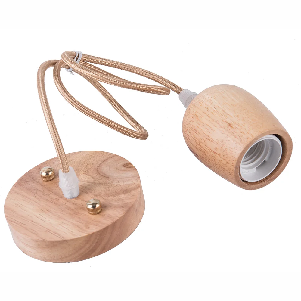 Деревянный подвесной светильник E27 основа для светодиодной лампы в современном