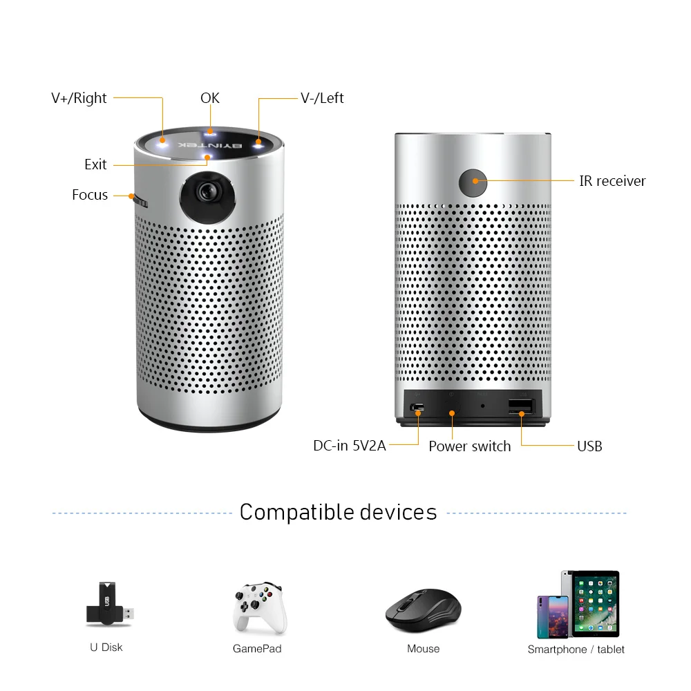BYINTEK P7 Android 1080p 4K мини Кино видео светодиодный карманный Пико Mico DLP проектор