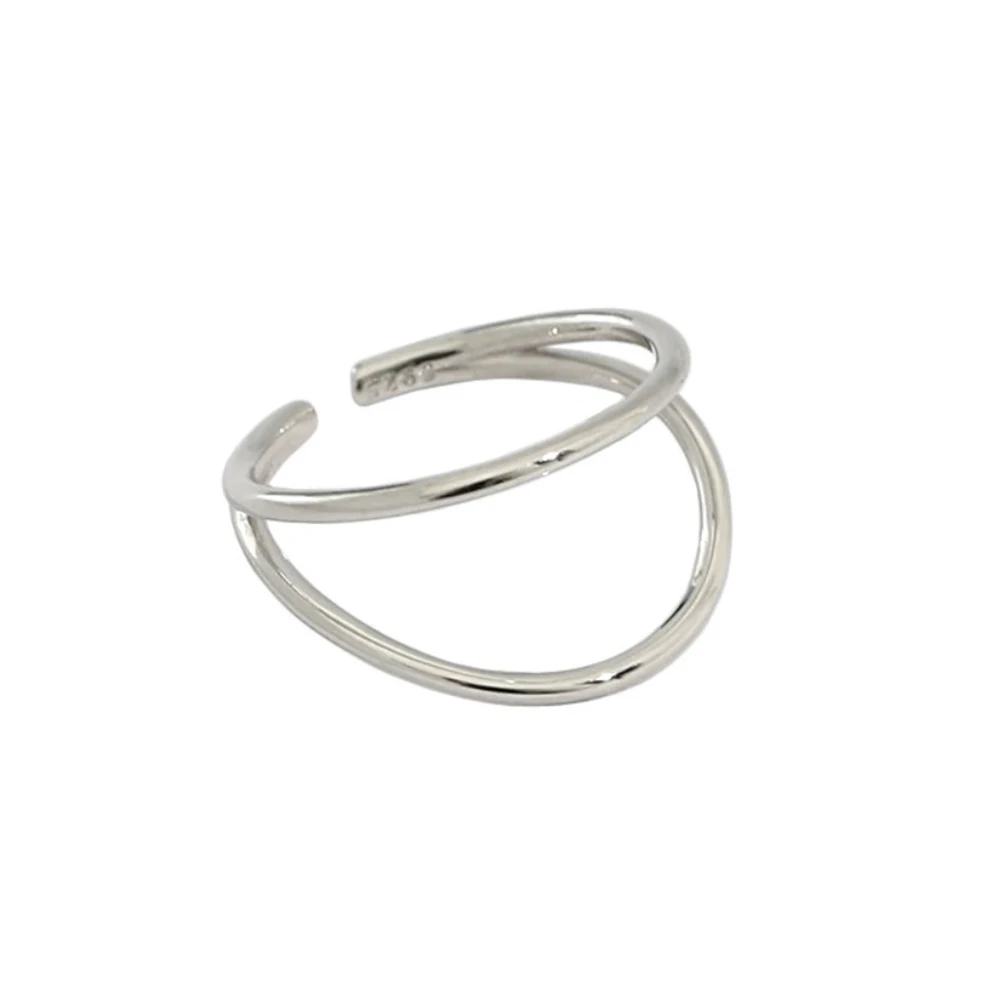 

ZEMIOR Korean Style Rings For Women S925 Sterling Silver Double Line Minimalism Rings Send Girlfriend Gift Joker Fine Jewelry