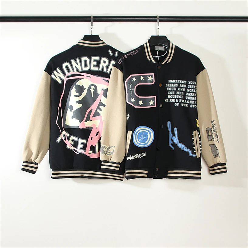 

Travis Scott Baseball Uniforms Men Women Street Casual Coat High Street Jacket Tops Loose Cactus Jack Baseball Uniform 2021FW