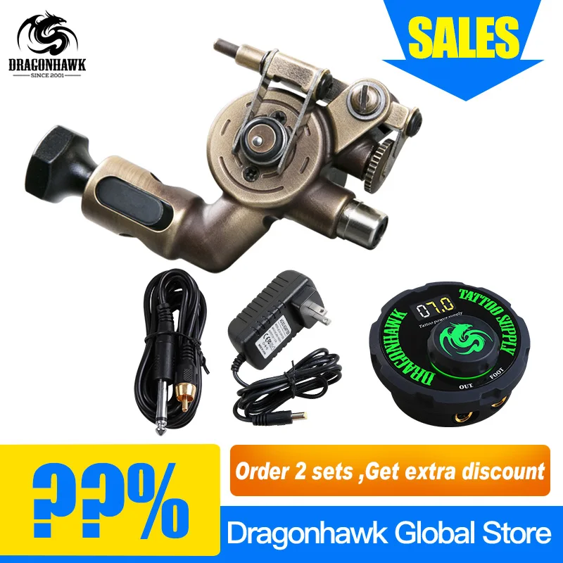 Профессиональный роторный Набор для тату с ЖК дисплеем мини Кабель Питания