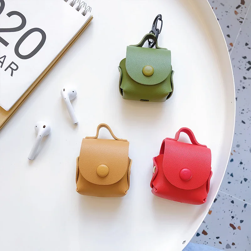 Чехол из кожи с милым декором и бахромой для наушников Apple Airpods 1 2 Pro.