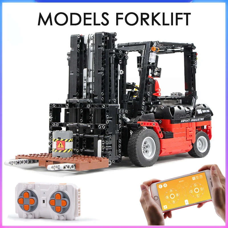 1719 шт MOC Technic серии Мотор мощность Мобильный Кран вилочный погрузчик Mk II модель