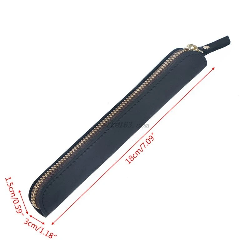 

Handmade Leather Pencil Bag Vintage Retro Zipper Fountain Pen Brush Pouch Case School Office Stationery Gift