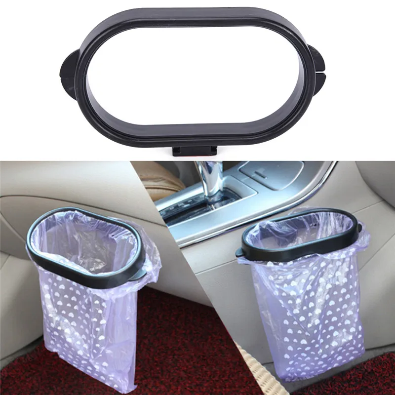 

Car Rubbish Bag Plastic Clip Vehicle Garbage Bags Frame Pasted Trash Holder black