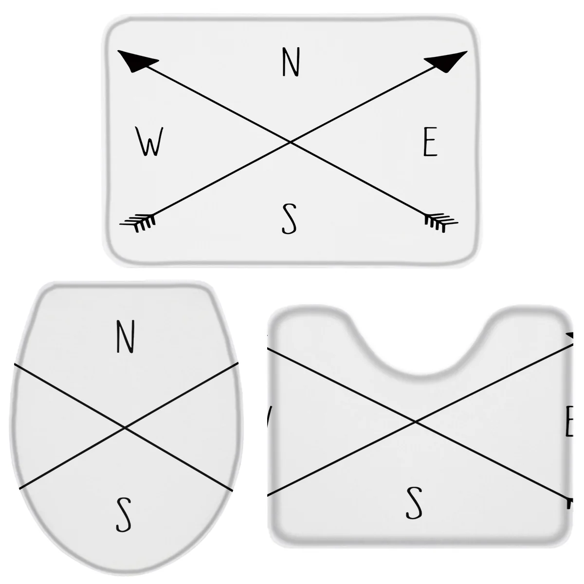 Набор из 3 предметов для ванной комнаты указка стрелы черно белый набор покрытие