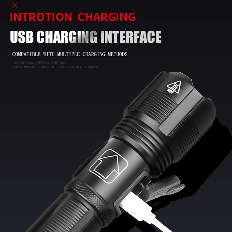 

XHP50/XHP70 Multi-function Glare Flashlight Mini Torch Lanterna Tactical Flashlight Zoomable Waterproof Protable Outdoor Camping