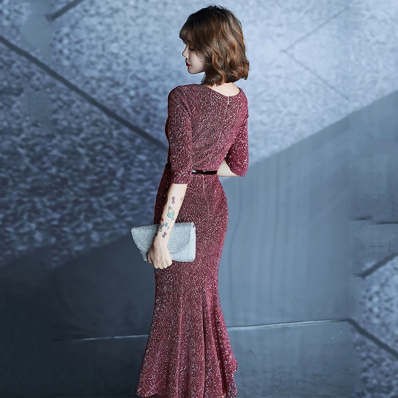 Вечерние платья с блестками длиной до колена рукавом локтя элегантные вечерние