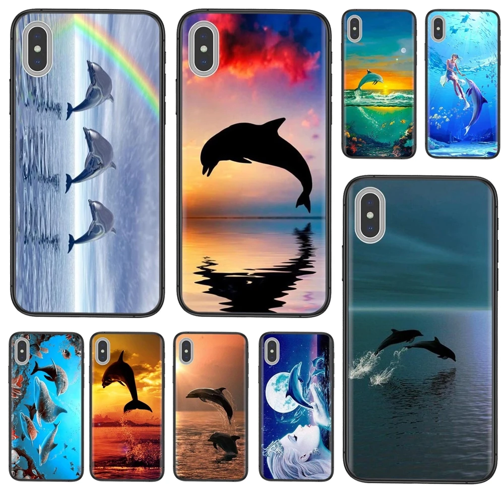Танец и прыгание дельфинов вода для Samsung Galaxy S30 S21 S20 Fe S10 S10E S9 S8 S7 S6 Edge Lite Plus ультратонкий черный бампер