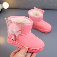 butterfly princess shoes baby snow boots autumn and winter childrens cotton boots soft bottom plus velvet thick cotton shoes