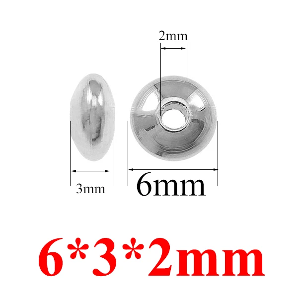 6x3mm 50 шт./лот, 4, 5, 6, 7, 8 мм Нержавеющая сталь разделитель, европейские бусы для самостоятельного изготовления ювелирных изделий бусины аксессуары для подвески Цепочки и ожерелья с браслетом - Цвет: 6x3mm