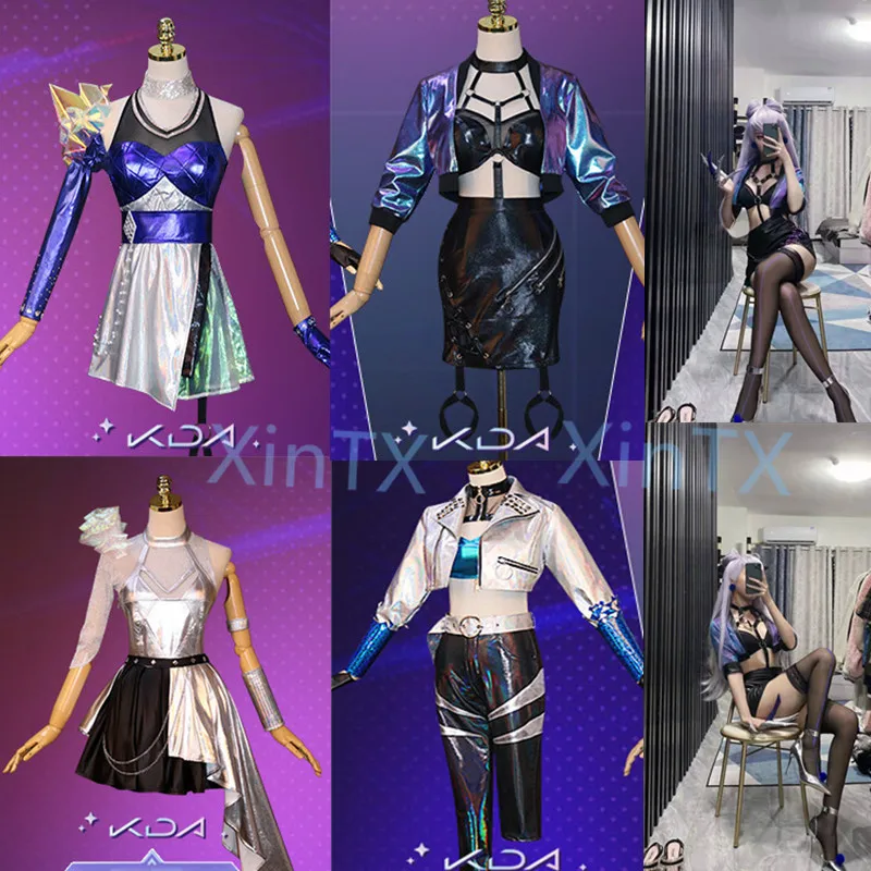 

Костюм для косплея игры LOL KDA Evelynn KDA ALL OUT Ahri Akali Seraphine Косплей сексуальный женский костюм униформа бюстгальтер пальто юбка наряд