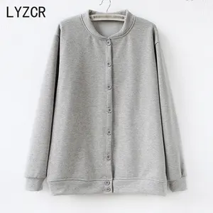 LYZCR зимние Бархатные свитшоты для женщин на молнии размера плюс 3XL 4XL Теплые женские свитшоты оверсайз свободный свитер для женщин 2021