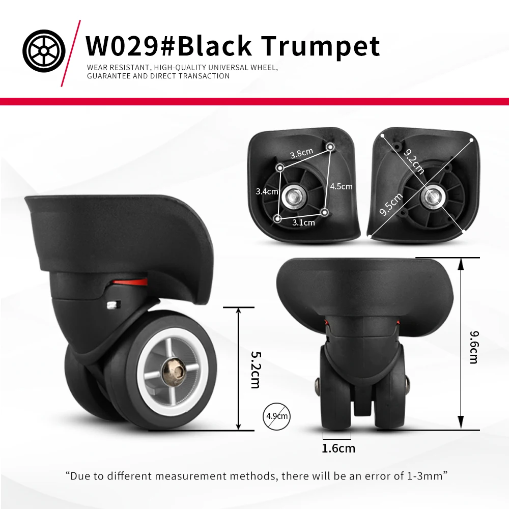 DiLong W029 2Pcs/Pair Rubber Swivel Wheels 360 Degree Rotation Suitcase Replacement Casters Multifunction Luggage Case Parts