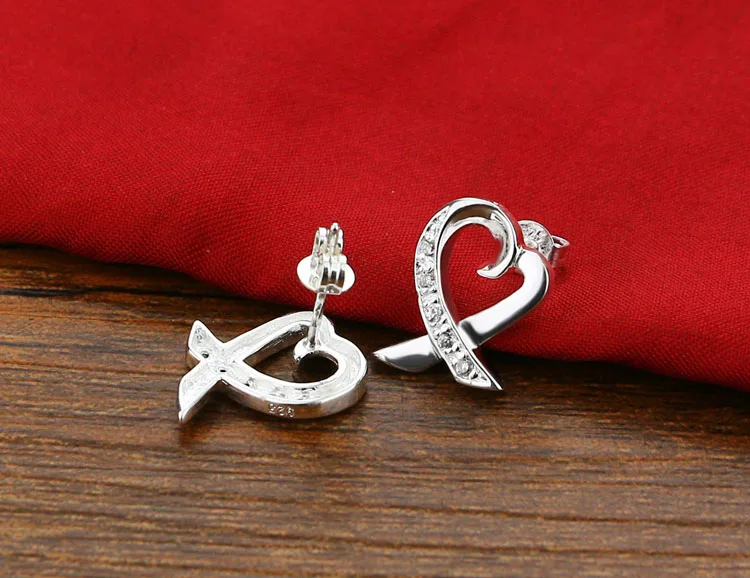 Новый 925 серебряные серьги модные ювелирные изделия простое любовное сердечко