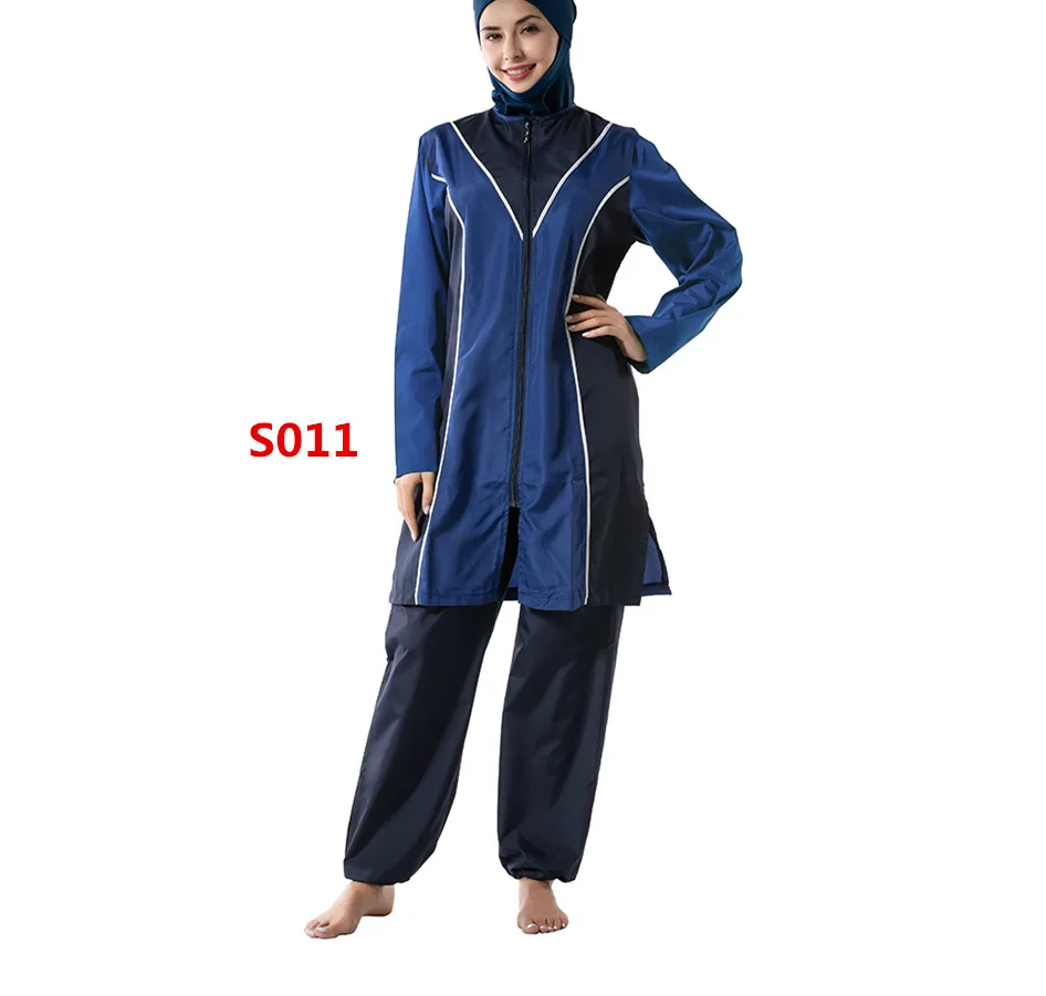 

Patchwork Swimsuit Southeast Asia Middle East Women's Conservative Beach Swimsuit Set of Three Full Cover Islamic Swimsuite