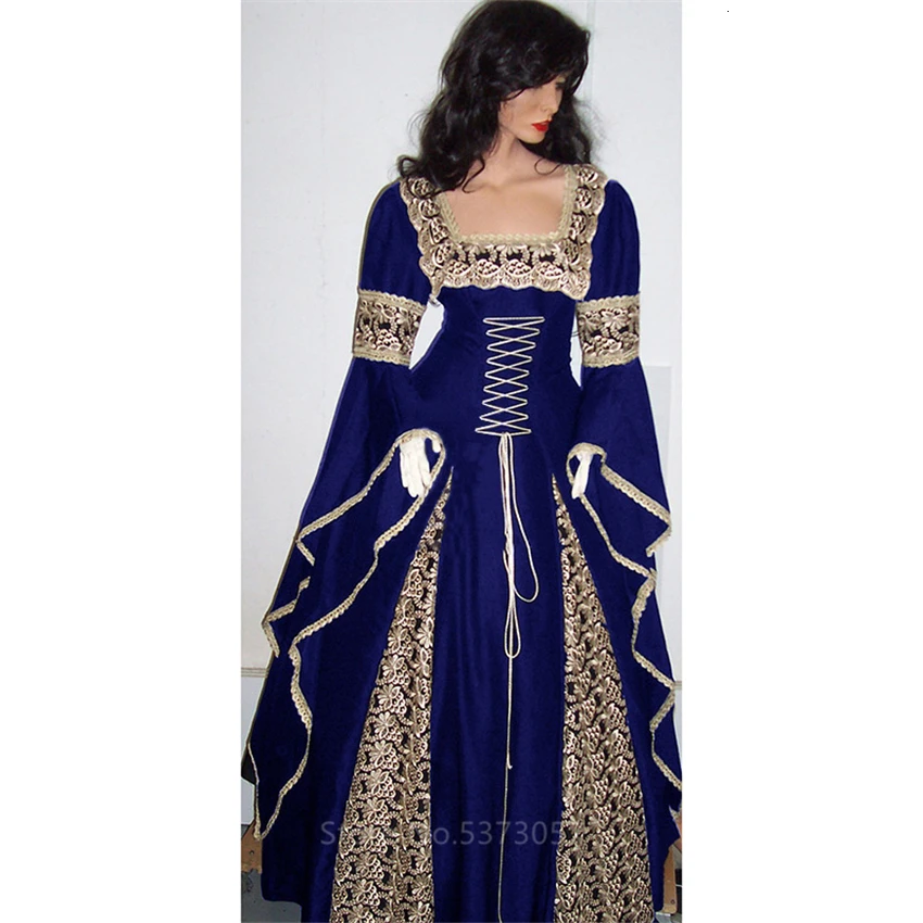 

Victoria Women Halloween Dress Palace Cosplay Long Robe Medieval Costume Full Sleeve Collar Witch Costume Vintage Carnival Party