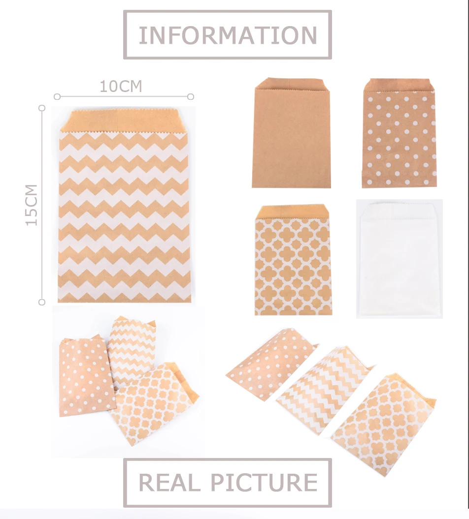 Пакет из крафтовой бумаги 50 шт. пакеты для попкорна конфет печенья коричневого и