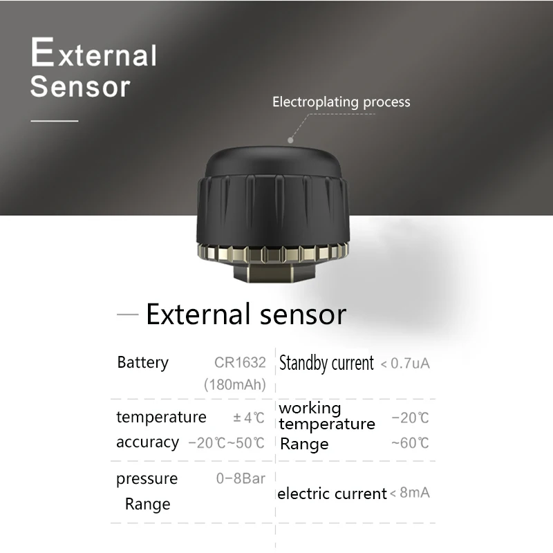 USB Android TPMS Система контроля давления в шинах Беспроводная передача 8 бар 116 фунтов
