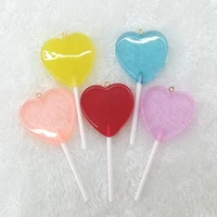 bulk 10 assorted kawaii heart lollipops charms pendant accessories supplies jewellery diy 3d heart bubblegum candy charms jk38v4