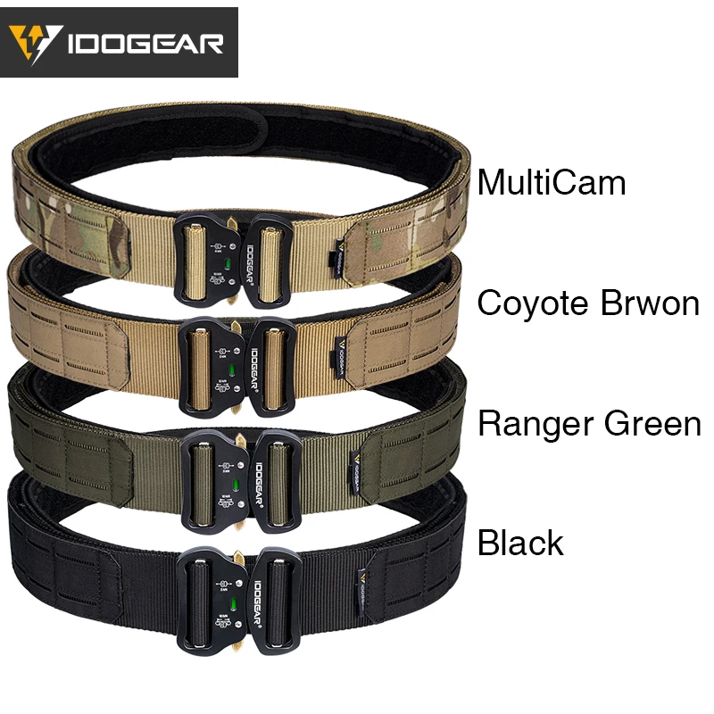 

IDOGEAR 2 Inch Tactical Belt Quick Release Metal Buckle Laser MOLLE Mens Belts Camo 3415
