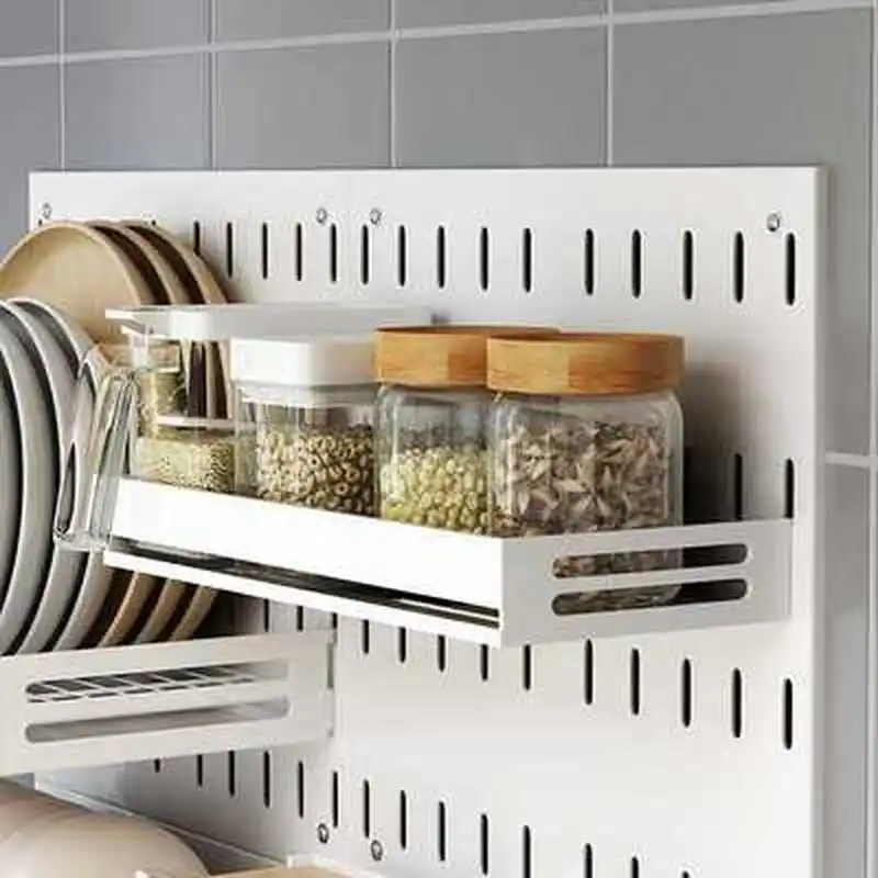 

Kitchen Rack Wall Mount Organizer Storage Rack Hole Plate Combination Dish Drying Rack No Punching Wall Decor Display Stand
