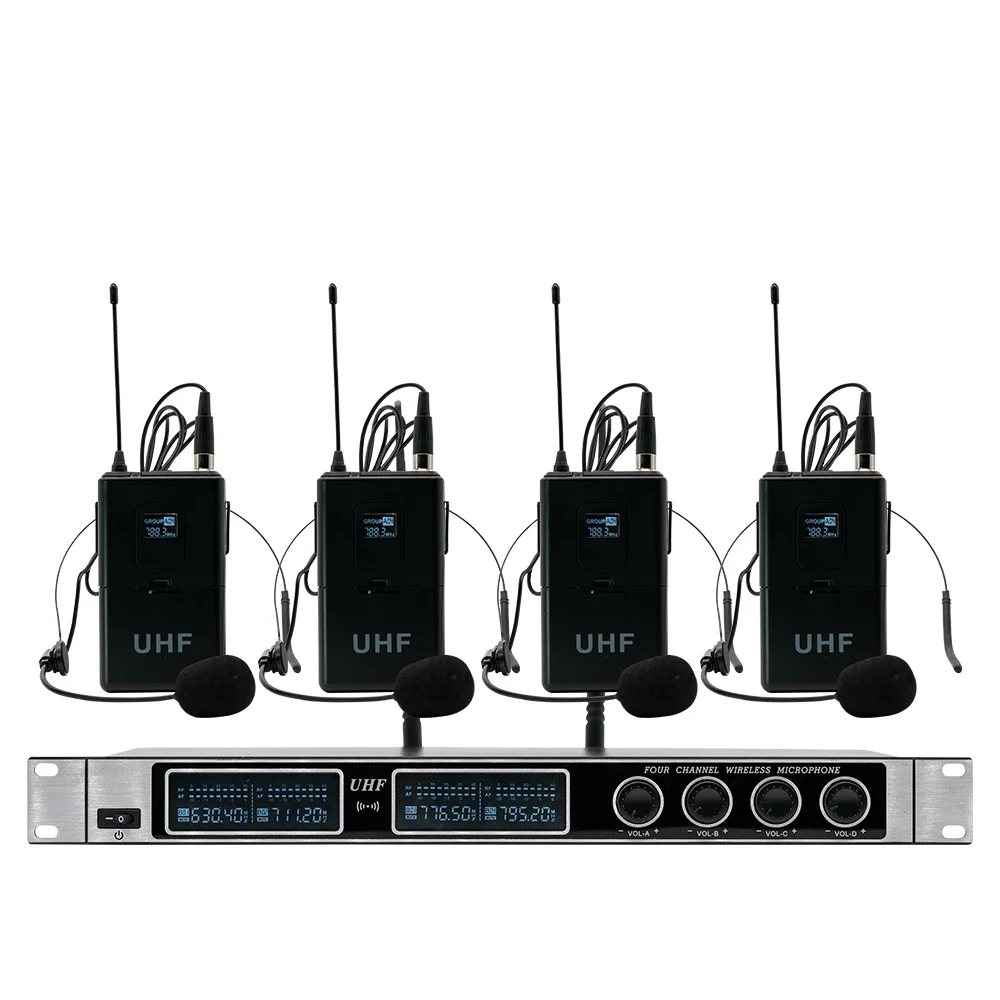 Профессиональная Беспроводная микрофонная система UHF 4 ручной микрофон для