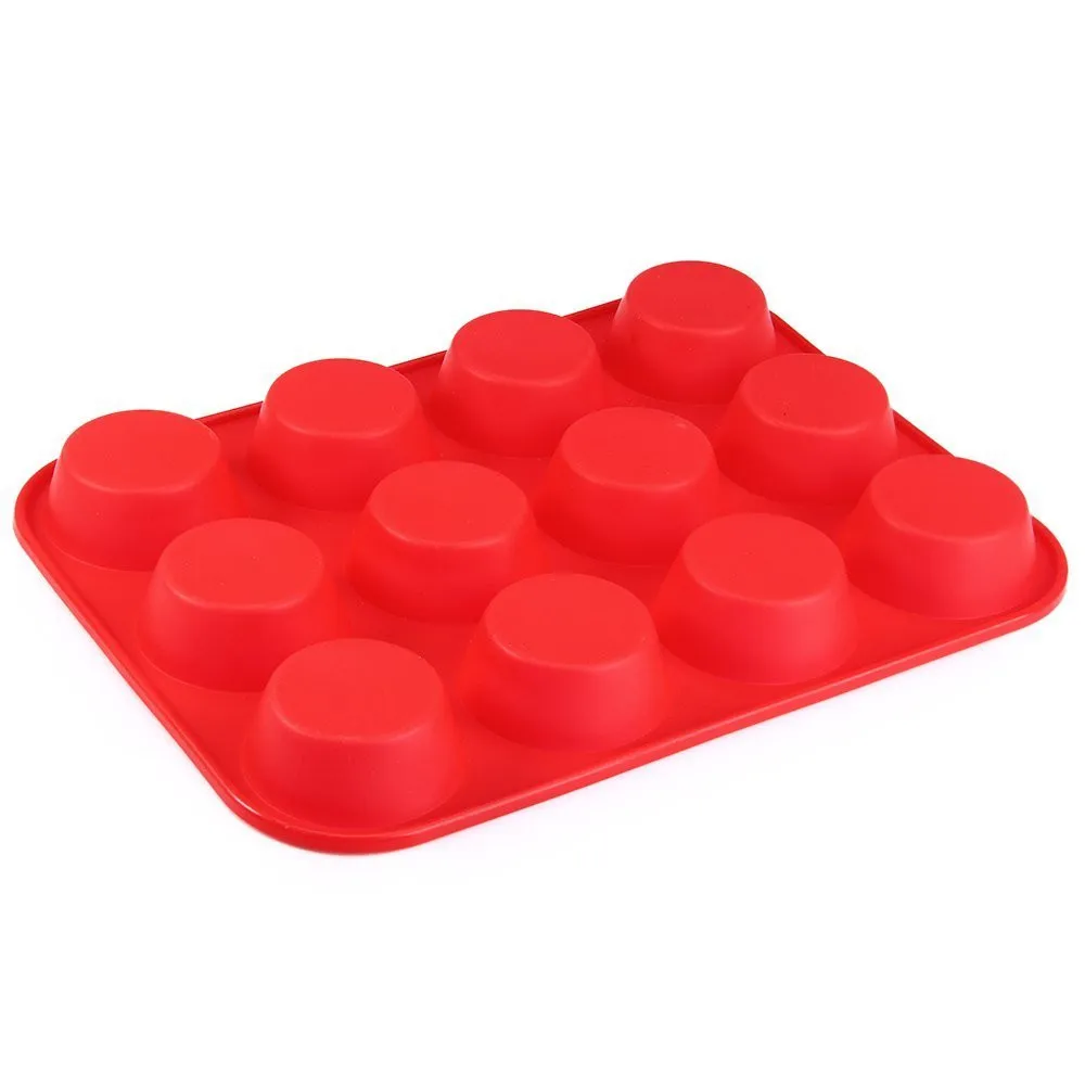 

2021high quality 12 Cup Silicone Muffin Cupcake Baking Pan Non Stick Dishwasher Microwave Safe 29.5x22x2cm Dropship