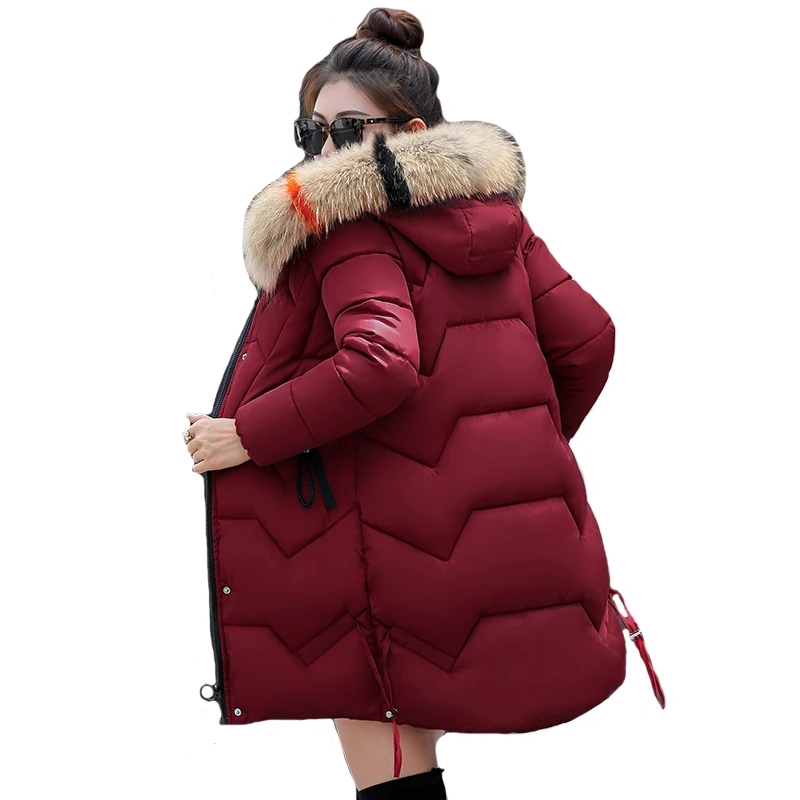 

Зимняя женская длинная куртка 2021, женское плотное пальто, однотонные повседневные женские парки с капюшоном и меховым воротником, женские п...