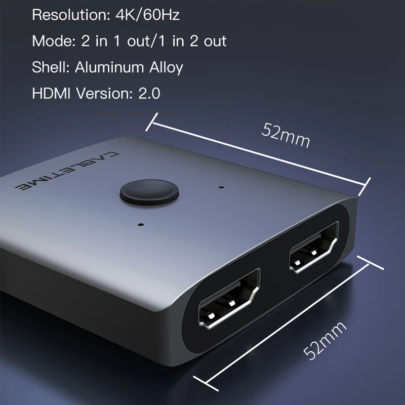 Кабель HDMI сплиттер 2 в 1 двунаправленный коммутатор для ПК ноутбука HDTV коробка
