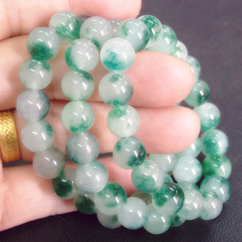

Floating Green Crystal Ice Floating Grade Ice Floating Green Aquatic Agate Bracelet 10mm Men's and Women's Stone Bead Bracelet