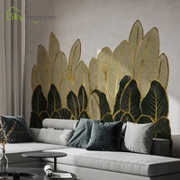golden green leaves wall stickers home decor living room sofa tv background wall decor bedroom decoration self adhesive sticker