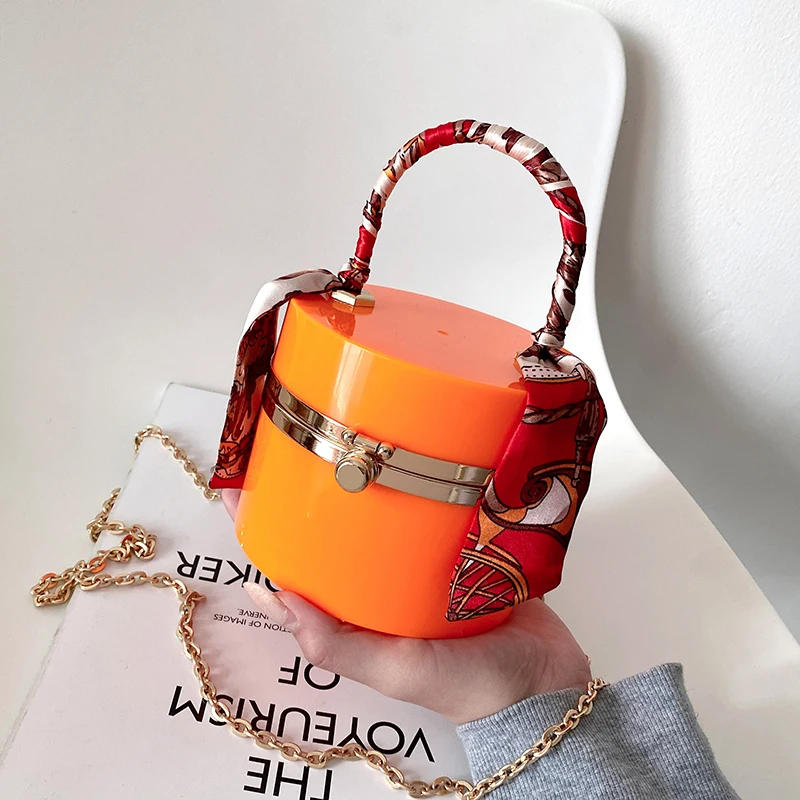 Acrylic Ribbon Tote Bag Hard Box Bag 2021 Summer New High-quality PVC Women's Designer Handbag Chain Shoulder Messenger Bag