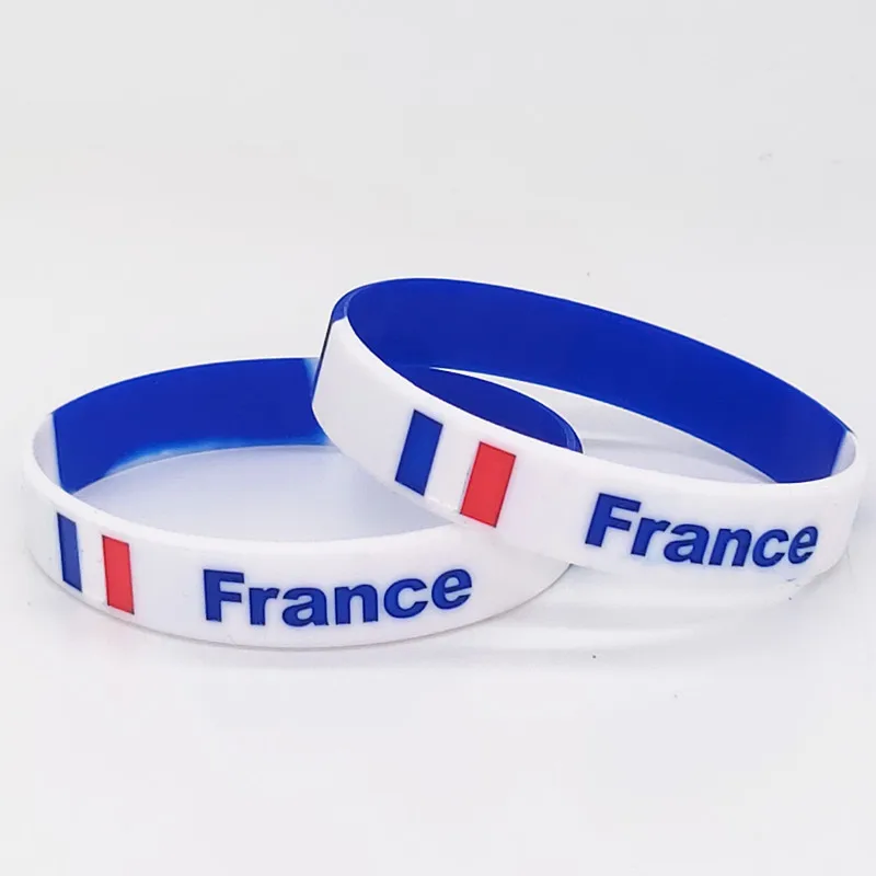 1000pcs France Flag Engraved Print Rubber Bracelet Men Sport Game Silicone Band Wristband Custom Made Wrist Strap Bangle Gifts | Украшения