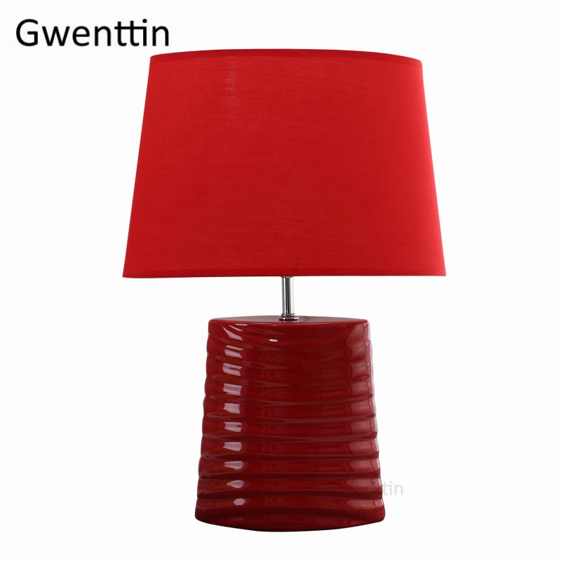 

Red Ceramic Table Lamps for Living Room Modern Led Beds Stand Light Fixtures Wedding Decor Bedroom Lamp Desk Standing Lights E27