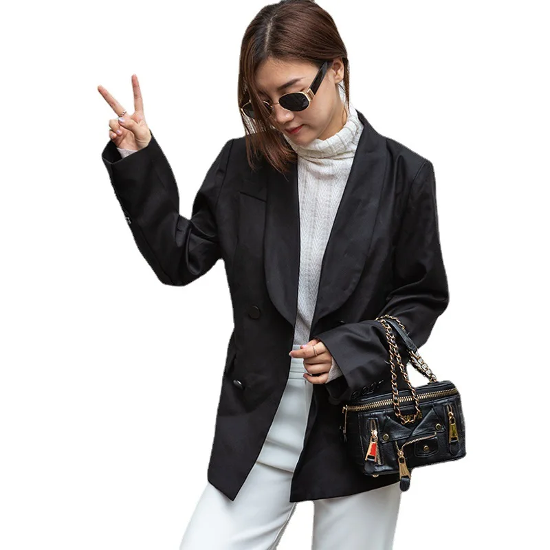 

office lady luxury black color elegant spring autumn blazers coats for women