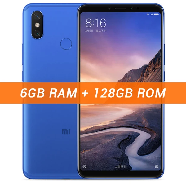 6GB 128GB Blue Xiaomi Mi Max 3, 4 Гб ОЗУ, 64 Гб ПЗУ, 6,9 дюйма, полноэкранный Восьмиядерный мобильный телефон Snapdragon 636, 12 Мп+ 5 МП, двойная камера, 5500 мА/ч - Color: 6GB 128GB Blue