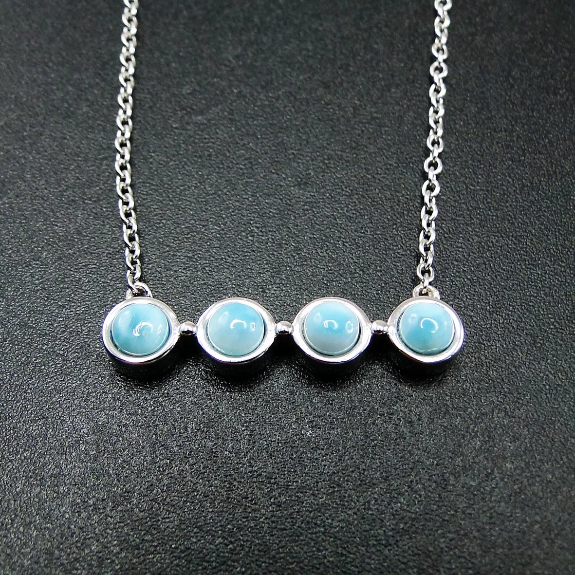High Quality 925 Sterling Silver Natural Larimar Beads Women's Pendant Necklace For Gift |