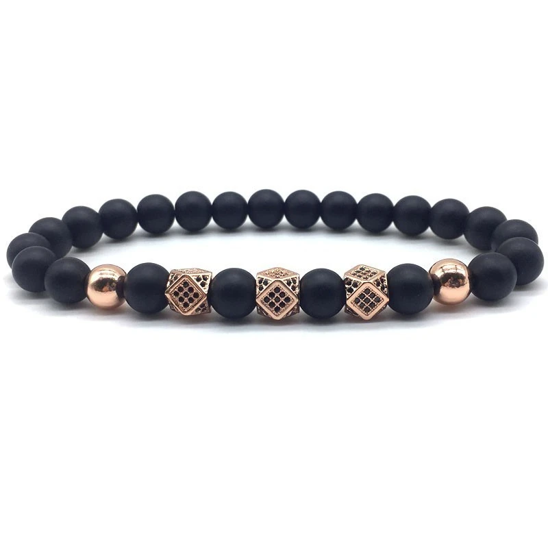 Fashion New Charm Bracelet Men Pave Cubic Zirconia Geometric Matte Beads For Jewelry Gift Pulsera Hombre | Украшения и аксессуары