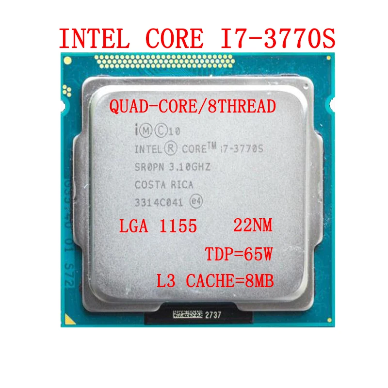 

Intel Core i7 3770S Processor Quad-Core 3.1GHz L3=8M 65W Socket LGA 1155 Desktop CPU