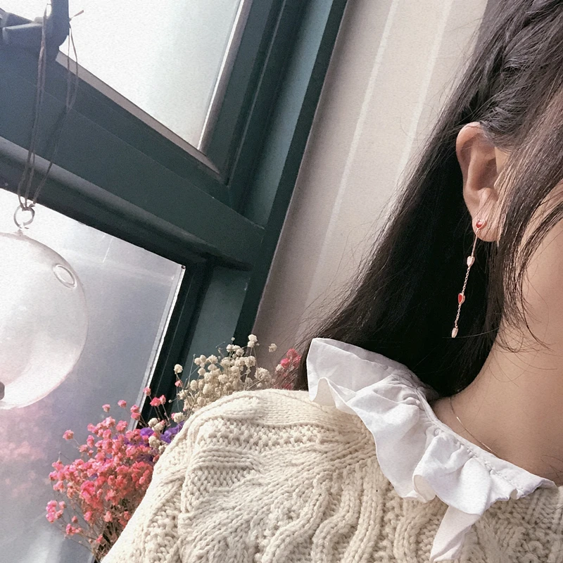 BONLAVIE S925 Серебряные серьги в форме сердца женские японские и корейские