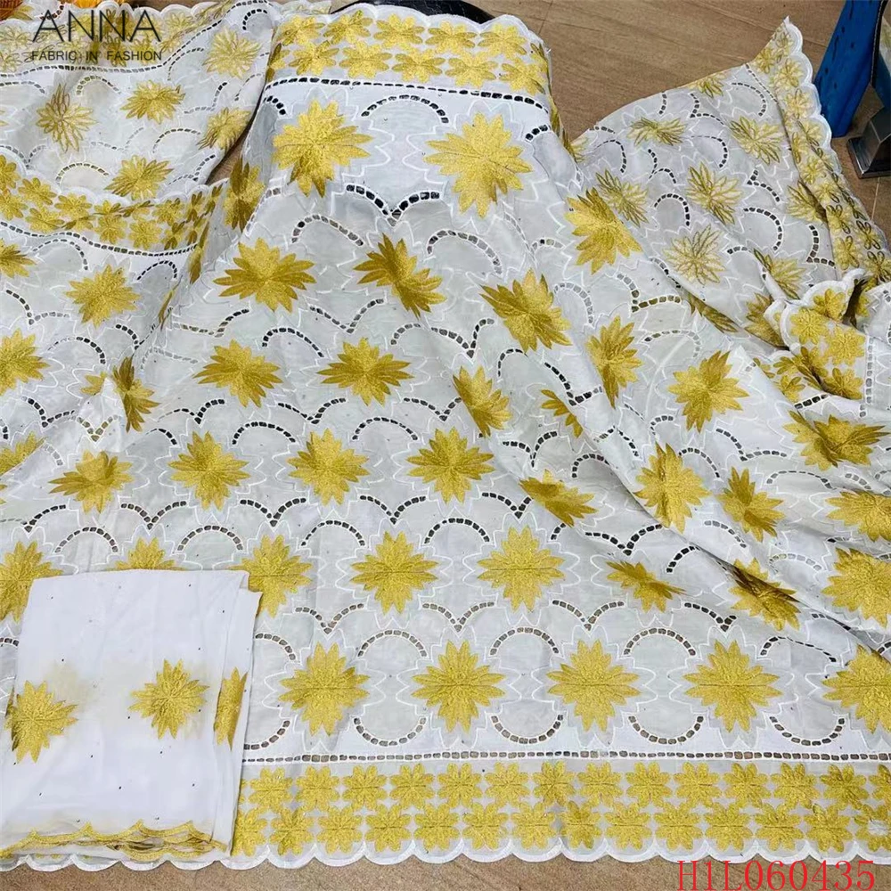 

Anna 5 yards bazin lace fabric+2 yards chiffon fabric embroidery with stones nigerian net african lace for sewing wedding dress