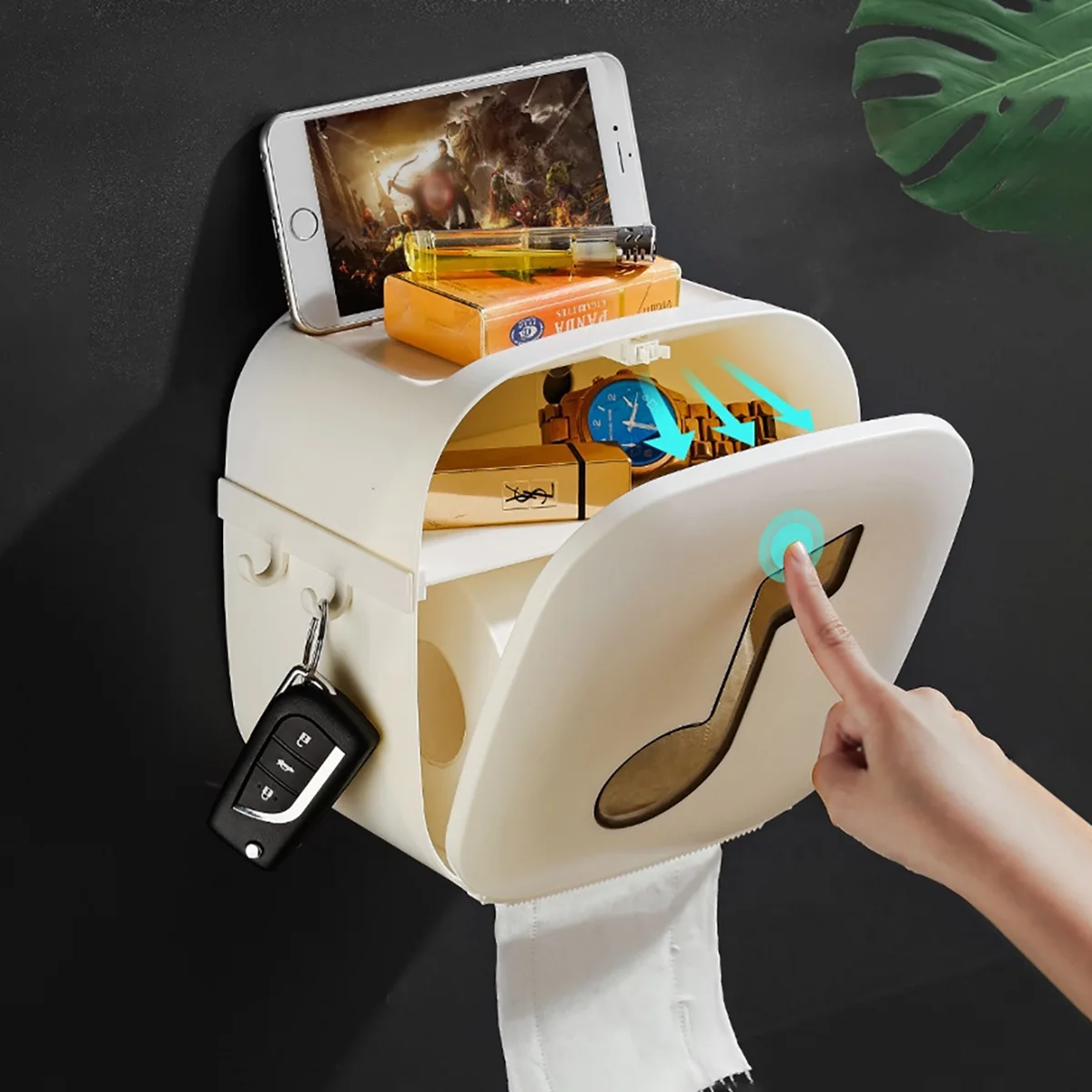 

Waterproof Wall Mount Toilet Paper Holder Shelf Toilet Paper Tray Roll Paper Tube Storage Box Creative Tray Tissue Box Home